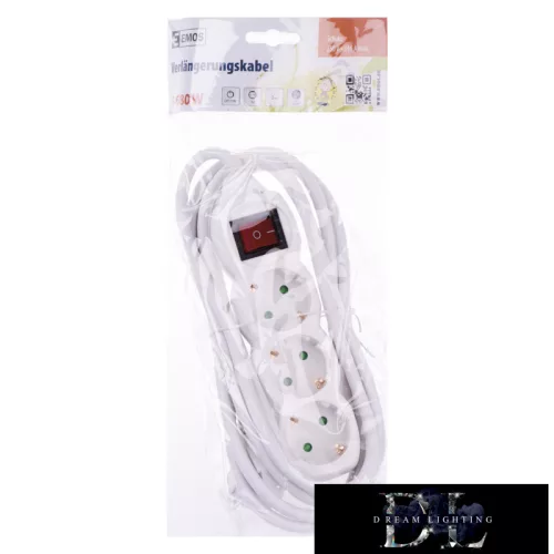 EMOS prodlužovací kabel (prodlužovací kabel) 3 zásuvky 3 m 1,5 mm² přepínatelný
