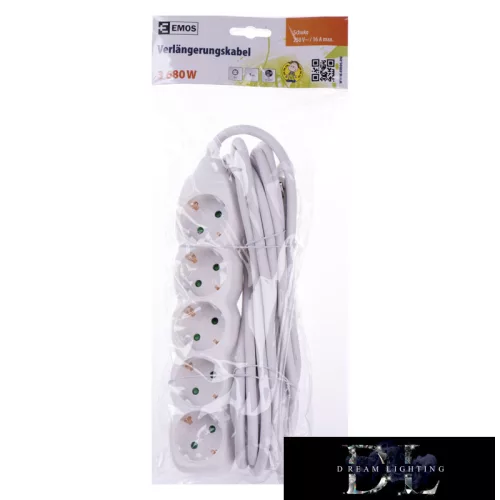 EMOS rozvodná deska (prodlužovací kabel) 5 zásuvek 5 m 1,5 mm² přepínatelná