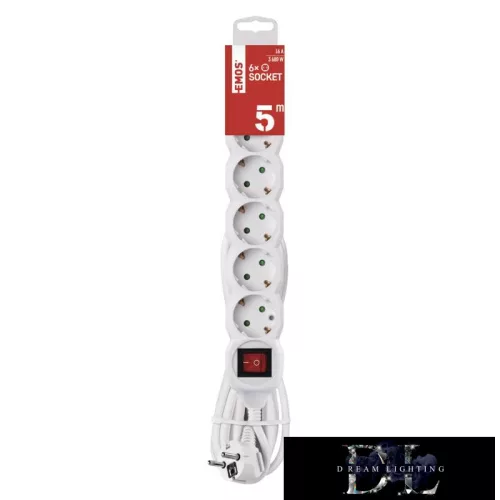 EMOS prodlužovací kabel (prodlužovací šňůra) 6 zásuvek 5 m 1,5 mm² přepínatelný