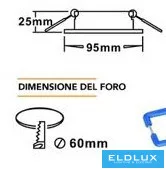 UNIVERSO Zapuštěné bodové svítidlo 1xPAR16 bez objímky IP20 Chrom D95x25mm výřez: D60mm