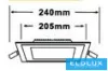 UNIVERSO Čtvercový zapuštěný LED panel 24 W 2400 lm CCT/kap. 120° IP20 Bílá 240 x 240 mm výřez: 205 x 205 mm