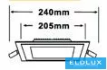 UNIVERSO Čtvercový zapuštěný LED panel 24 W 2400 lm CCT/kap. 120° IP20 Bílá 240 x 240 mm výřez: 205 x 205 mm