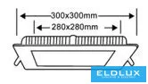 UNIVERSO Čtvercový zapuštěný LED panel 24 W 2400 lm CCT/kap. 120° IP20 Bílá 300 x 300 mm výřez: 280 x 280 mm 3 roky
