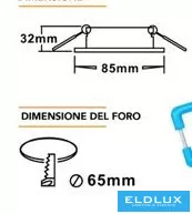 UNIVERSO Zapuštěné bodové svítidlo 1xPAR16 bez objímky IP44 Chrom D85x32mm Výřez: D65mm