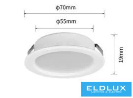 Mini bodové svítidlo UNIVERSO 3 W 4000 K 240 lm 120° IP20 ∅70×19 mm bílé