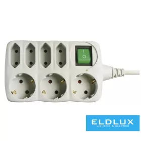   EMOS Prodlužovací kabel 3 zásuvky + 4 zásuvky 1,5 m + vypínač