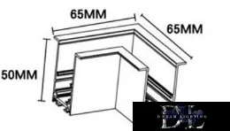 UNIVERSO Magnetický rohový spoj pro kolejnice 65x65x50mm Černý