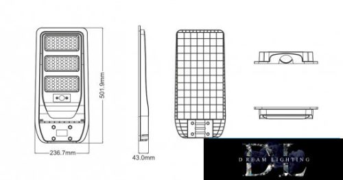 UNIVERSO Solární pouliční lampa 3,2 V-10 AH 1500 lm 4000 k IP65 černá 502 x 237 x 43 mm