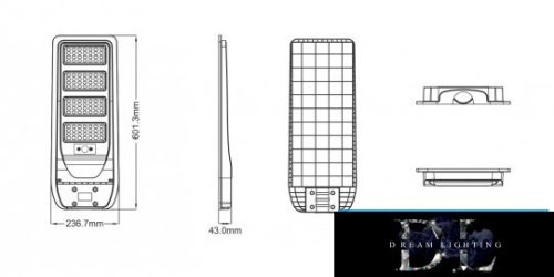 UNIVERSO Solární pouliční lampa 3,2 V-15 AH 2000 lm 4000 k IP65 černá 602 x 237 x 43 mm