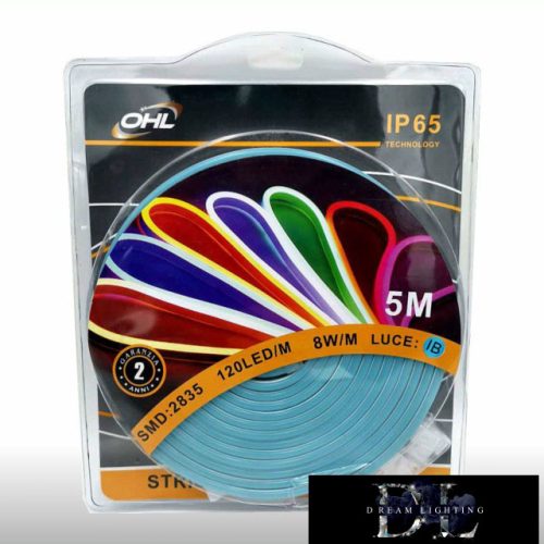 UNIVERSO Neonový LED pásek 12 V 2835-120D-8w/M Světle modrý IP65 5 m