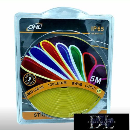 UNIVERSO Neonový LED pásek 12 V 2835-120D-8w/M Žlutý IP65 5 m