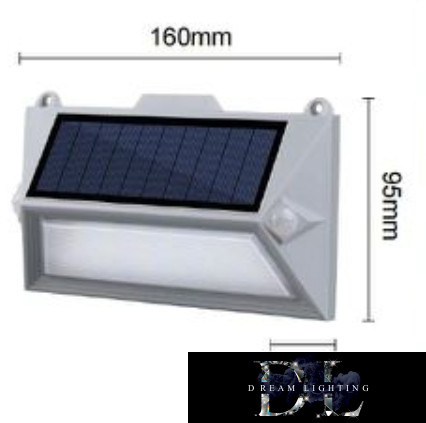 UNIVERSO Solární nástěnná lampa PIR 5V 0,8W 150lm 3000k IP65 šedá