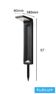 UNIVERSO Solární zahradní lampa  3,7 V-2,2 AH 5 V-2 W 200 lm CCT.kap IP65 černá 573 x 162 x 90 mm