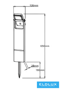 UNIVERSO Solární zahradní lampa 3,7 V-2,2 AH 5 V-2 W 200 lm CCT.kap IP65 černá 650 x 106 x 28 mm