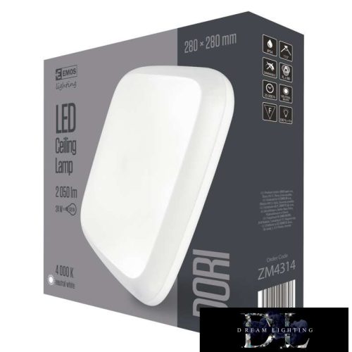 EMOS DORI LED lampa čtvercová 24W 2050lm NW IP54 bílá