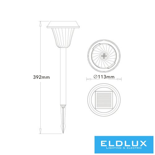 UNIVERSO Solární lampa do trávy 4,5 V-300 mAH 15 lm 3000 k+RGB IP54 černá
