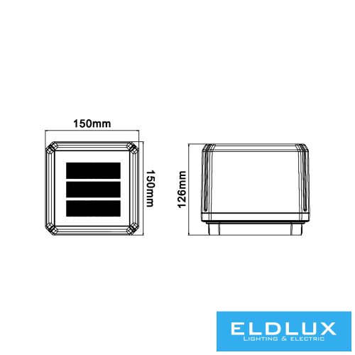 UNIVERSO Solární sloupové svítidlo 3,2 V-1500 mAH 5 V-1,6 W 90 lm CCT.kap IP65 Černá 150 x 150 x 126 mm